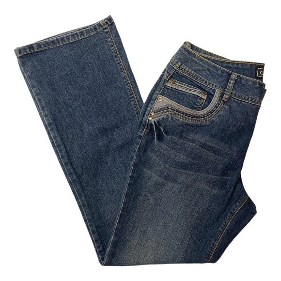 CATO PREMIUM Women's Denim Jeans Size 10 Petite Mid-Rise Boot Cut Deco Pockets - Picture 4 of 15